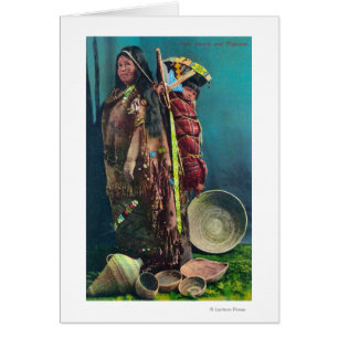 Piuta, mère autochtone et enfant dans une poule