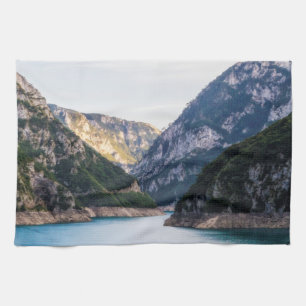 Piva river canyon in the northern Montenegro. Kitchen Towel