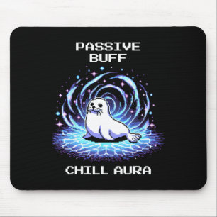 Pive Buff Chill Aura Pixel Art Seal Retro Gaming  Mouse Pad