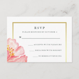 Pivoine assez rose d'aquarelle sur RSVP blanc