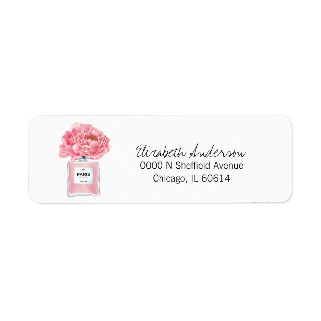 Pivoines roses et parfum Adresse florale de mariag (Devant)