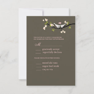 PixDezi rsvp, Doves on cherry blossoms branch RSVP Card