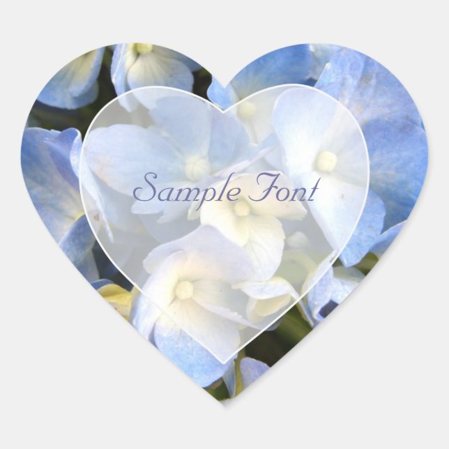 PixDezine blue hydrangea/DIY background colour Heart Sticker (Front)