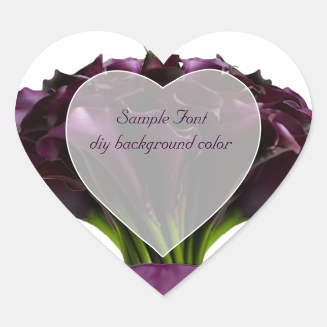 PixDezine burgundy calla/DIY background colour Heart Sticker (Front)