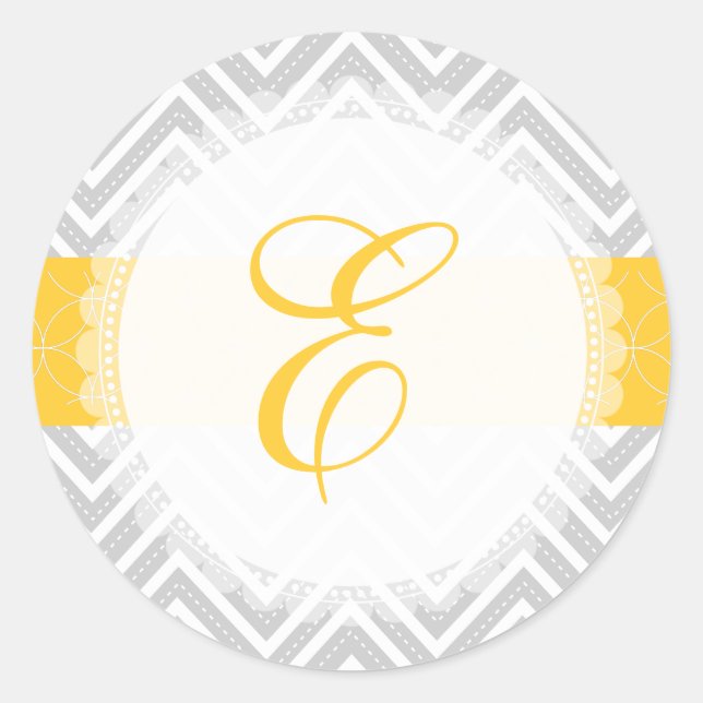 PixDezine chevron/monogram/diy colours Classic Round Sticker (Front)