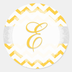 PixDezine chevron/monogram/diy colours Classic Round Sticker
