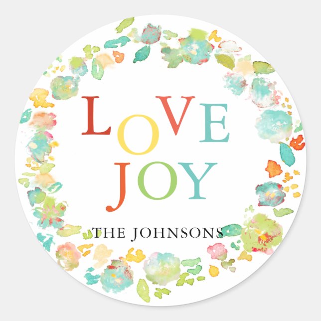 PixDezine Christmas Watercolor Winter Greenery Classic Round Sticker (Front)