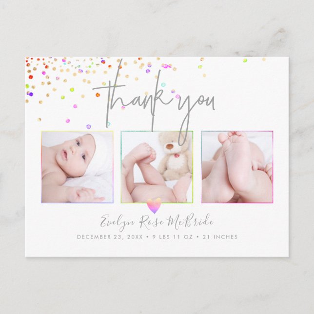 PixDezine Confetti Chic Signature Script Thank You Postcard (Front)