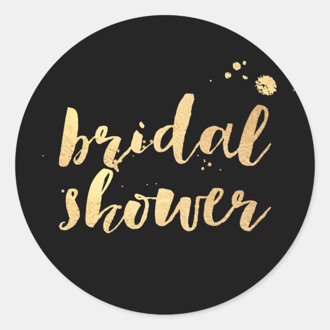 PixDezine dazzled faux gold/bridal shower Classic Round Sticker (Front)