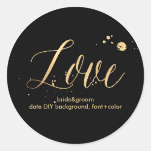 PixDezine dazzled faux gold/love Classic Round Sticker