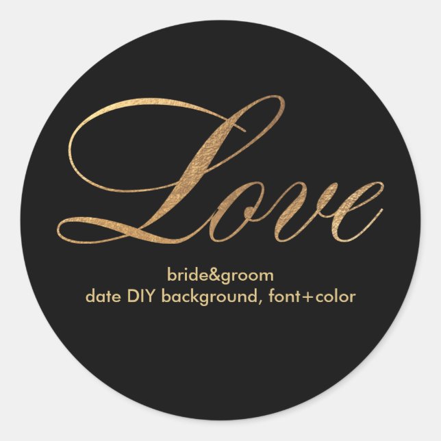 PixDezine dazzled faux gold/love Classic Round Sticker (Front)