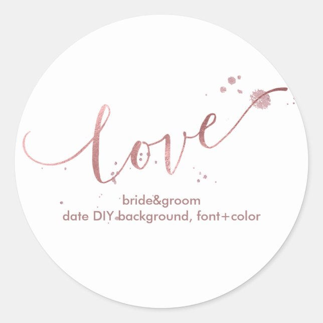 PixDezine Dazzled Faux Rose Gold/love Classic Round Sticker (Front)
