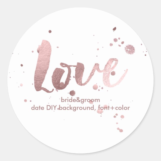 PixDezine Dazzled Faux Rose Gold/love Classic Round Sticker (Front)