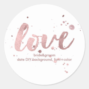 PixDezine Dazzled Faux Rose Gold/love Classic Round Sticker