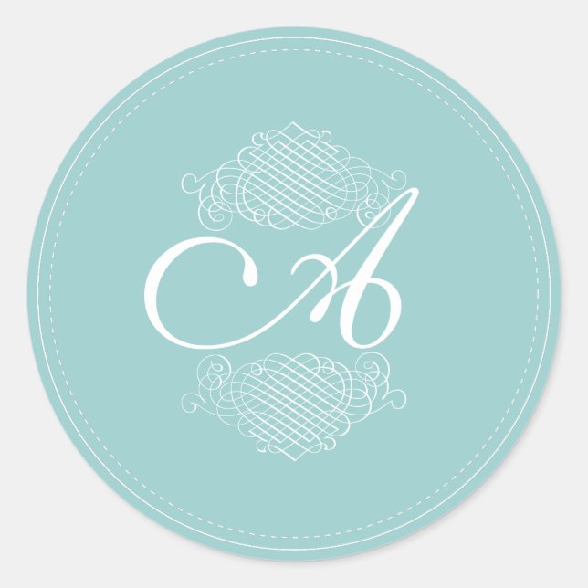 PixDezine DIY monogram+colour/fancy scrolls Classic Round Sticker (Front)
