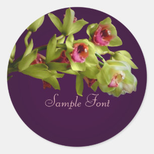 PixDezine green cymgidium orchid/DIY background Classic Round Sticker