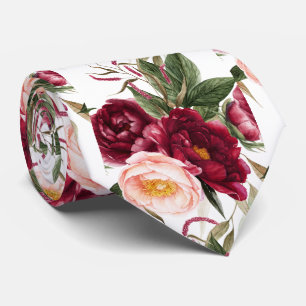 PixDezine H2 Flowers Burgundy Blush Peonies Tie