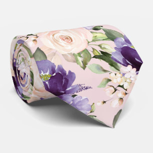 PixDezine H2 Flowers Violet Purple Blush Roses  Ne Tie
