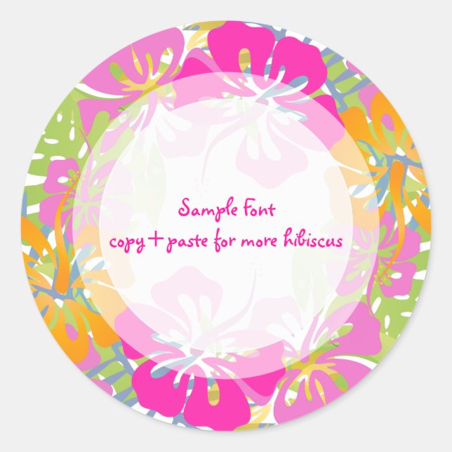 PixDezine hibiscus lei/DIY background colour Classic Round Sticker (Front)