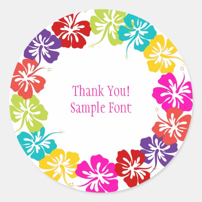 PixDezine hibiscus lei/DIY background colour Classic Round Sticker (Front)