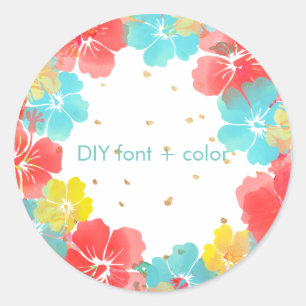 PixDezine hibiscus lei/DIY background colour Classic Round Sticker