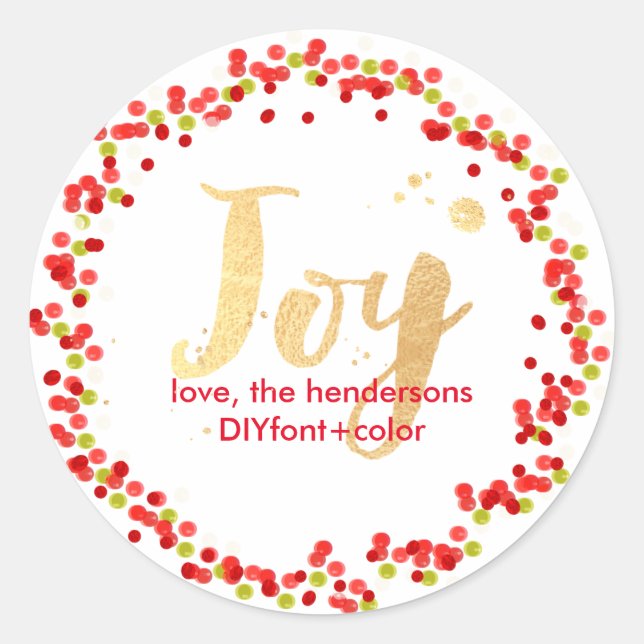 PixDezine holly berry/holiday wreath Classic Round Sticker (Front)