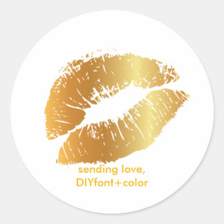 PixDezine kiss/golden lips Classic Round Sticker