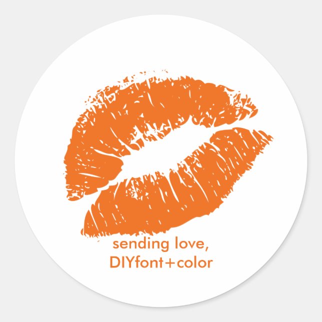 PixDezine kiss/orange lips Classic Round Sticker (Front)