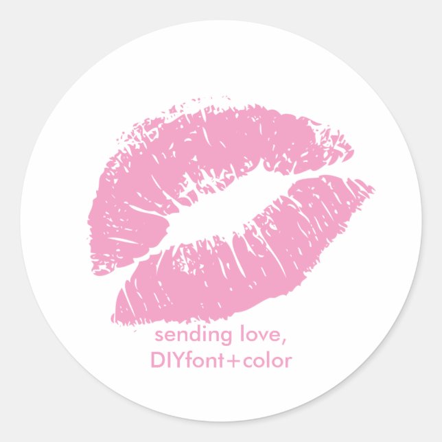 PixDezine kiss/pink lips Classic Round Sticker (Front)