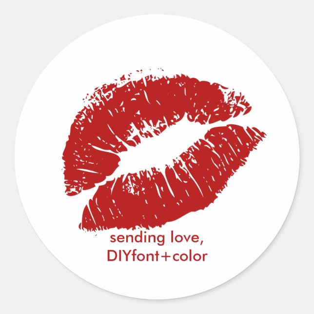 PixDezine kiss/red lips Classic Round Sticker (Front)