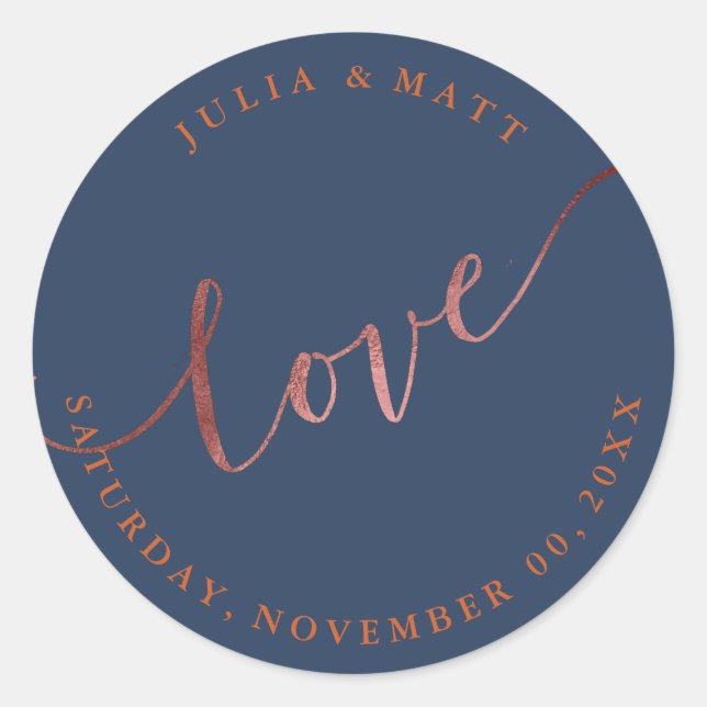 PixDezine Love/Faux Copper/DIY colour Classic Round Sticker (Front)