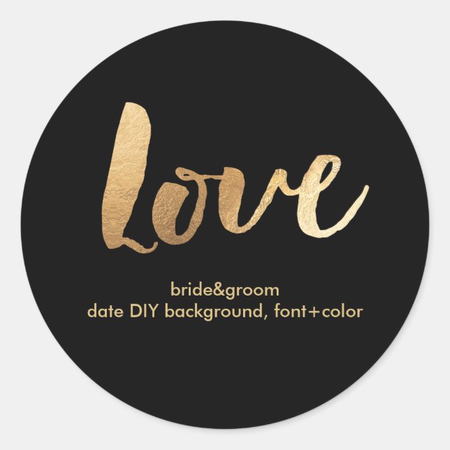 PixDezine Love in Faux Gold Classic Round Sticker (Front)