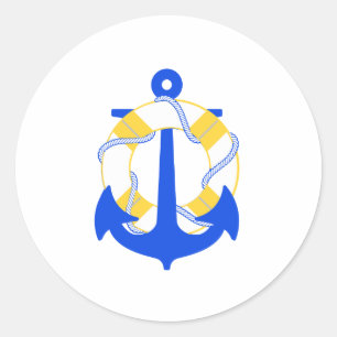 PixDezine nautical/anchor/lifesaver/ Classic Round Sticker