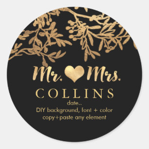 PixDezine Olives/Faux Gold/DIY background Classic Round Sticker