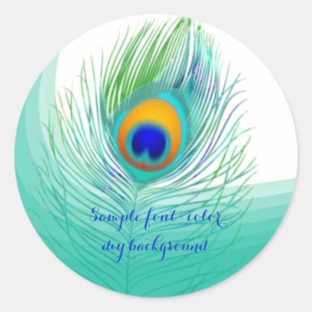 PixDezine peacock plume Classic Round Sticker (Front)