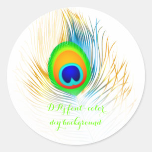 PixDezine peacock plume/DIYbackground Classic Round Sticker
