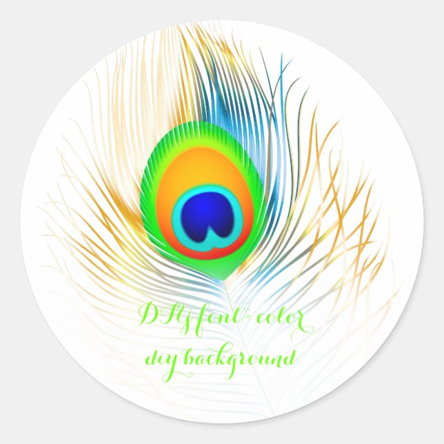 PixDezine peacock plume/DIYbackground Classic Round Sticker (Front)