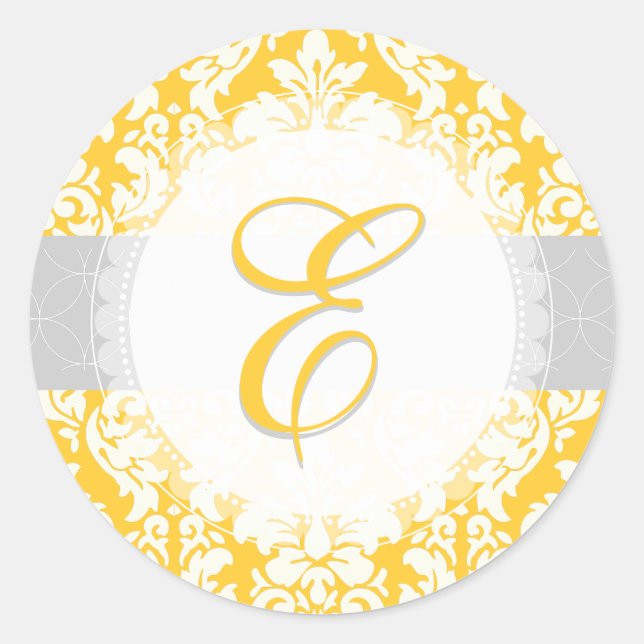 PixDezine versailles damask/monogram/diy colours Classic Round Sticker (Front)