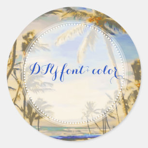 PixDezine vintage beach scene Classic Round Sticker
