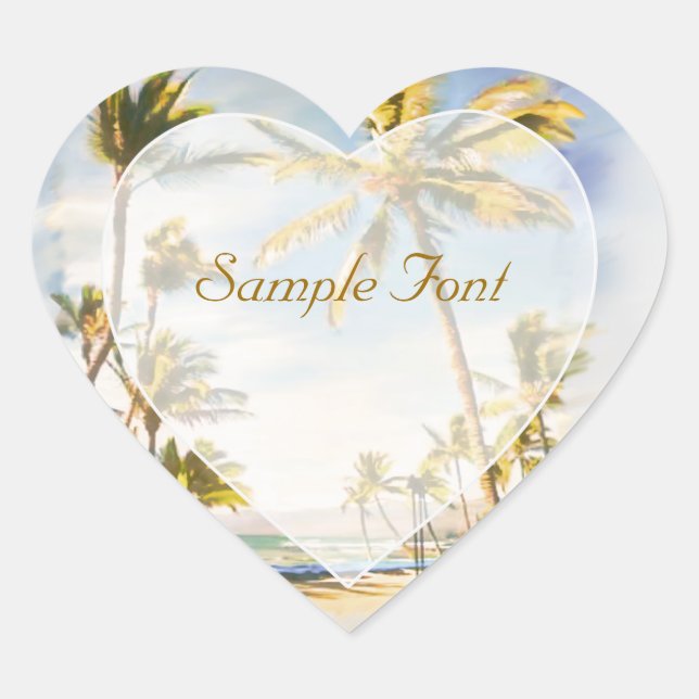 PixDezine vintage hawaiian beach Heart Sticker (Front)