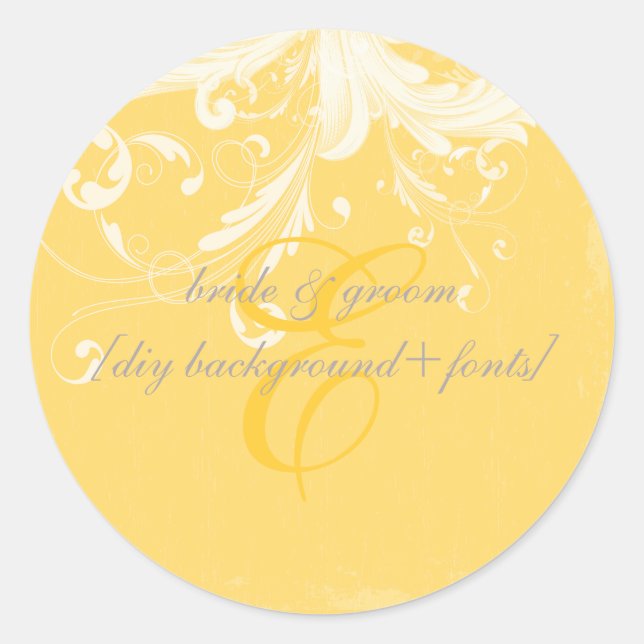 PixDezine vintage swirls/diy colour Classic Round Sticker (Front)