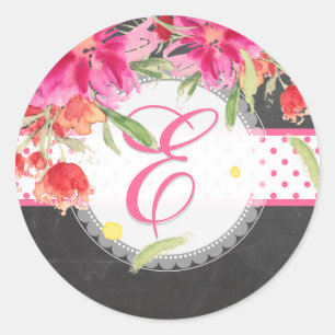PixDezine watercolor may flower/diy trim colour Classic Round Sticker