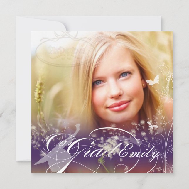 PixDezines 2012 Grad Photo+diy dandelions Invitation (Front)