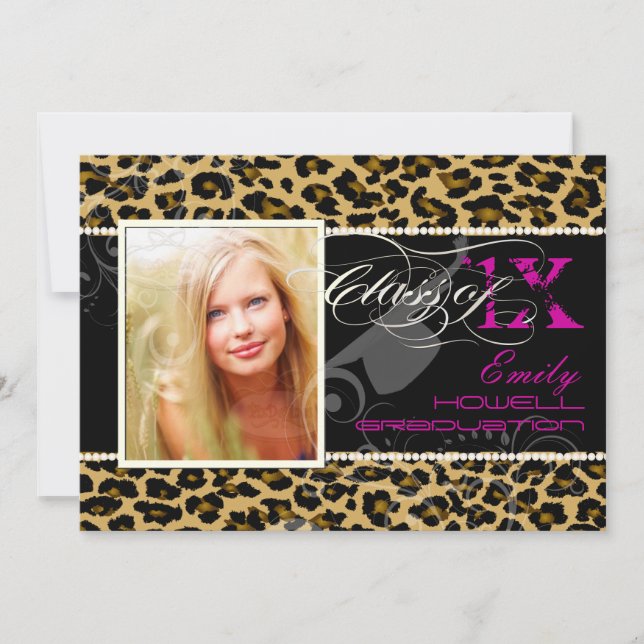 PixDezines 2012 Grads, cheetah print/diy colours Invitation (Front)