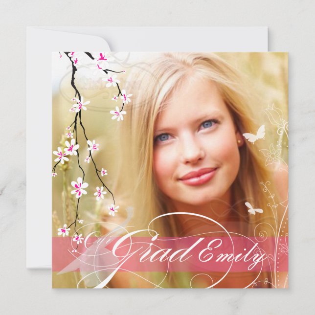 PixDezines 2012 Graduation Photo+diy blossoms Invitation (Front)