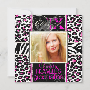 PixDezines 2013 Grads, cheetah print/diy colours Invitation