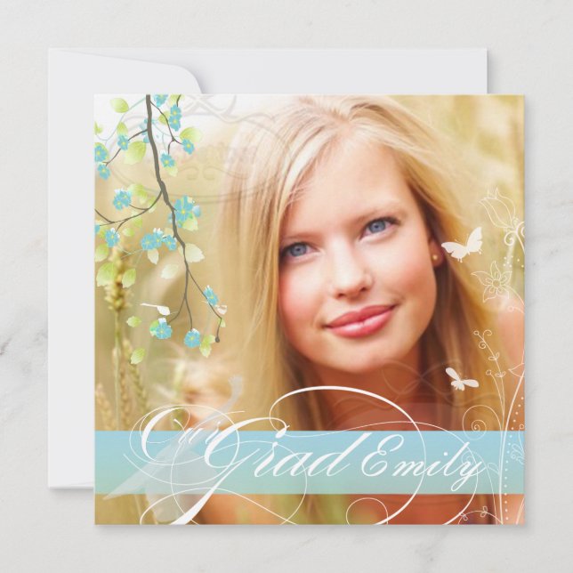 PixDezines 2015 Graduation Photo+diy blossoms Invitation (Front)