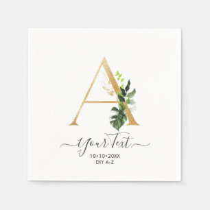 PixDezines A-Z Faux Gold Monogram Tropical Foliage Napkin