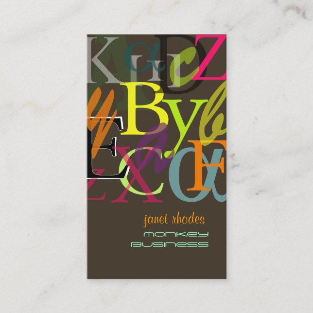 PixDezines ABC, Greek Alpha/DIY background colour Business Card (Front)