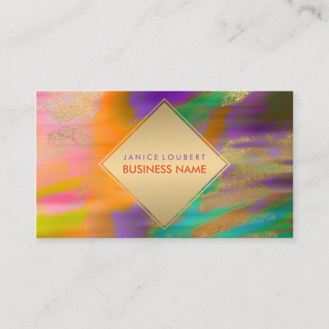 PixDezines Abstract Boho Watercolor Business Card (Front)